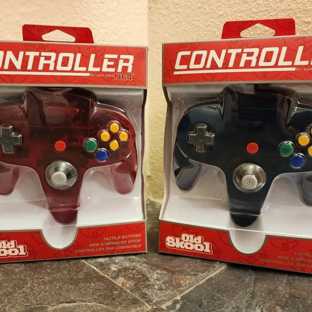 2 N64 Controllers - Watermelon Red & Ice Blue (NEW) - Nintendo - Funtastic Color